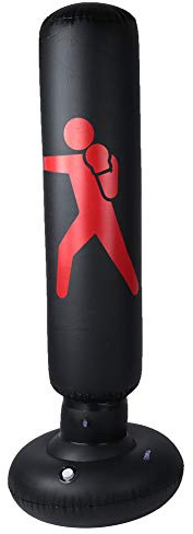 Sac de Boxe Gonflable, Sac de Boxe Debout Sac de Sable Gonflable de Coup de Forme Physique de PVC 160cm, Sac de Frappe Gonflable de culbuteur de Colonne pour Enfants(Noir)