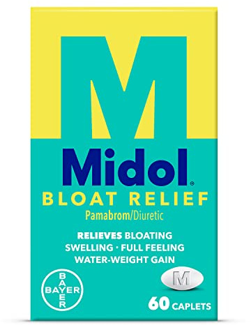 Midol Bloat Relief Caplets with Pamabrom, Relieve Bloating Symptoms Before and During Your Period, Provides Up to 6 Hours of Relief for Women, 60 Count