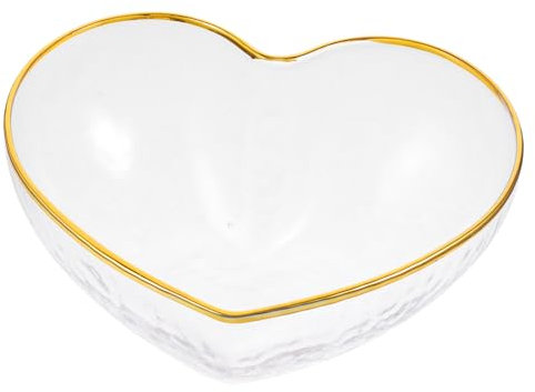 IMIKEYA 1stück Herzförmige Glas-schüssel Mit Goldenem Rand Elegante Servierschüssel Für Obst Desserts Und Snacks Für Partys Hochzeiten Und Besondere Anlässe Kreatives Design