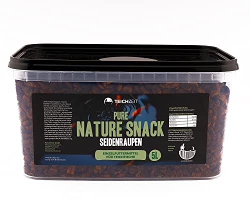 NatureHolic - Teichzeit Pure Nature Snacks - Seidenraupenpuppen I gut für Koi und andere Karpenfische I gesundes Wachstum I wichtige Mineralstoffe I 5 l