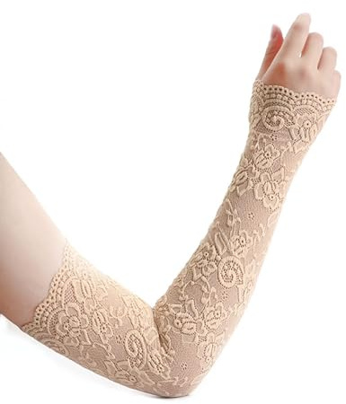 Guantes largos de encaje, las mujeres de encaje floral calentadores de brazo calentadores de encaje sin dedos guantes de conducción para la fiesta de boda