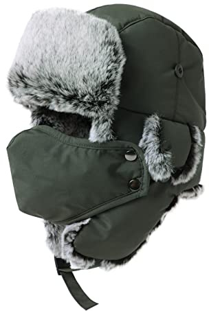Comhats Herren Wasserdichter Fliegermütze Winter Warme Fellmütze Trappermütze Pelzmütze Wintermütze A69265_Armygrün XL