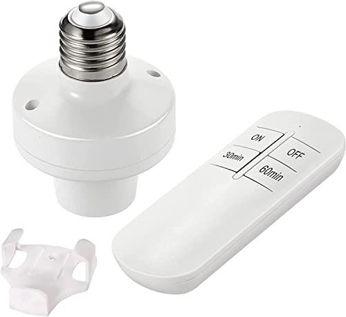 QIACHIP E27 Lamp Base Socket Holder Wireless Remote Control Kit | Timer, 433MHz Light Control, E27 Screw Fitting, 50m RF Range