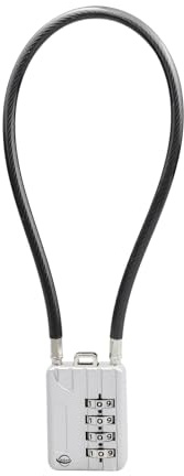 SISAV 30 cm/12 tum långa kabellås kabel 4-siffrigt kombinationslås omställbar kombination säkerhetskabel lås bagage resväska pistol hjälm silver 1-pack