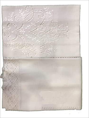 Corredocasa Tendina Ricamo Intaglio Bianca Misto Lino Ricamata Artigianalmente a Mano Raffinata ed Elegante Disponibile in Varie Misure (60x150 cm)