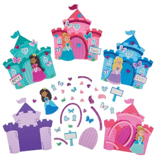 Baker Ross FX620 Prinzessinnen Feen Tür Bausets - 5er-Pack, Schaumstoff Bastelset zum Bauen und Gestalten