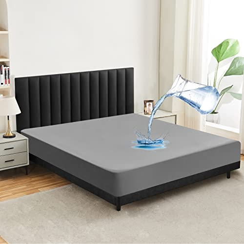 mafudoxi Wasserdichter Matratzenschoner 200x200 cm Spannbettlaken, Atmungsaktiv Matratzenauflage Bettlaken, Hochwertige Spannbetttücher, Inkontinenzunterlage Waschbar bei 60° - Grey