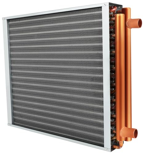 18x18 Heat Exchanger Water To Air, Forced Air Heating with 1 Copper Ports Hot Water Coil for Outdoor Wood Furnaces, Residential Heating