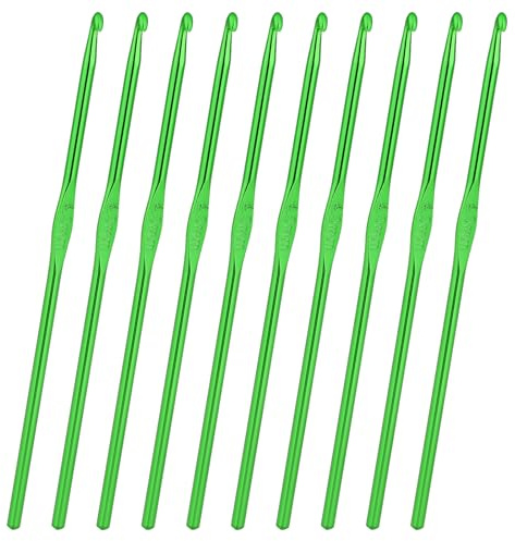 10Pcs Aluminum Crochet Hook, Knitting Needles Craft Yarn, Crochet Hook for DIY Craft, Gold Crochet Needles for Knitting Scarf(4mm Green)
