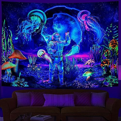 Rubruan Wandteppich Wandtuch UV-Reaktiv Wandbehang – 3D Digital Bedruckt Farbenreich Dekostoff Dekoration für Wohnzimmer Schlafzimmer Party Urlaub