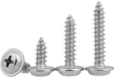 M4 x 14mm Self Tapping Screws, 100 Pcs Flange Phillips 304 Stainless Steel Screws, Fasteners Bolts for Plastic Wood Furniture and Drywall