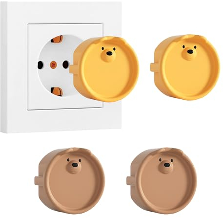 LLMtn 4 Stück Silikondose dekorative Abdeckung Staubschutzhülle für F-Typ-Steckdosen, Steckdos Dekorabdeckungen, Staubschutzabdeckungen, Schutzvorricht (2 Orange 2 Braun)