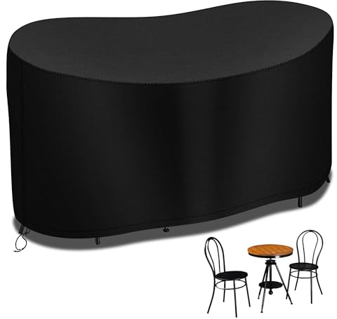 RICHIE Small Bistro Set, 146*70*80cm Waterproof Outdoor Garden Patio Furniture Cover, 600D Oxford Fabric, Windproof Anti-UV - Black