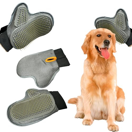 Pet Gentle Grooming Massage Coat Care Glove With Wire Bristles Glove Brush, For Dogs & Cats