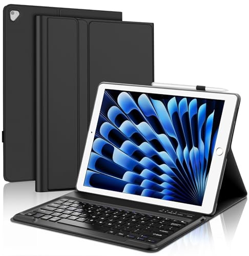 Funda con teclado para iPad Pro de 12.9 pulgadas (modelo antiguo) 2015 1ª generación/2017 2ª generación, teclado Bluetooth inalámbrico desmontable Folio Smart Cover para iPad Pro de 12.9 pulgadas 2ª y