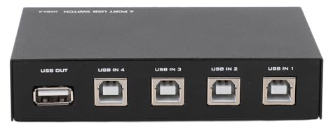 ciciglow Switch Manuale per Condivisione USB, Hub Switcher USB a 4 Porte Uscita USB 2.0, Ingresso USB B 2.0 X 4, per Scanner Stampante, Fotocamera, Tastiera