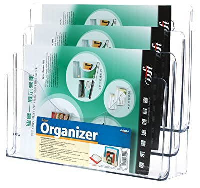 3-stufiger, an der Wand montierter horizontaler Präsentationsständer für Theken, A4-Broschürenhalter aus durchsichtigem Kunststoff, Literatur, Broschüren, Prospekte Zeitschriftenbroschürenhalter