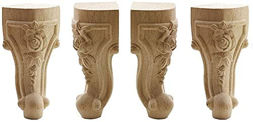 4er-Set Holzmöbelbeine, Massivholzschnitzmöbel-Ersatzfüße, unvollendete geschnitzte Möbelbeine Dekoration für die Reparatur von Sofa, Schrank, Kleiderschrank, Tisch (Größe: H: 15 cm (H: 15 cm (6 Zoll