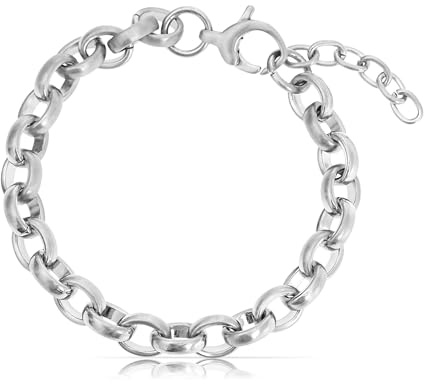 Made by Nami Silber Armband Herren Ankerarmband mit doppelter Reihe Eckig Edelstahl 18 + 4 cm Länge Wasserfester Schmuck