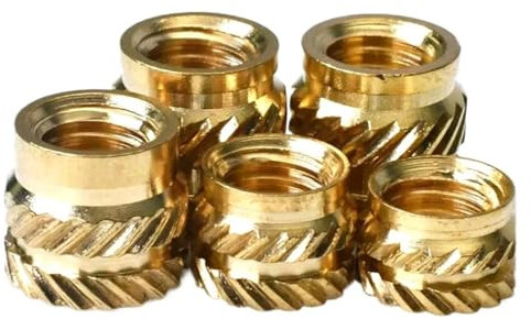 Einpressmuttern Messing-Einsatzmutter, Heißschmelz-Gewindemutter-Einsätze, Hitze-Nussert, eingebettete, gerändelte Einsatzmutter for 3D-Drucker M1,6 M2 M2,5 M3 M4 M5 M6 M8(Length 2.5mm,M1.6(OD2.5mm))