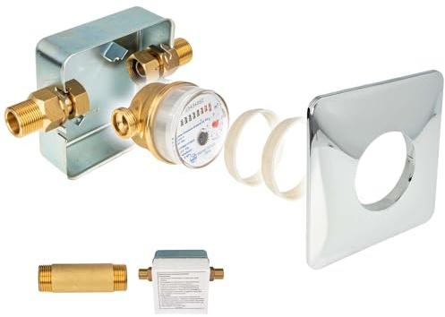 Unterputz Einstrahlzähler System ETK Komplett-SET, Kaltwasser, Länge 80 mm, Einbaukasten 3/4 Zoll AG