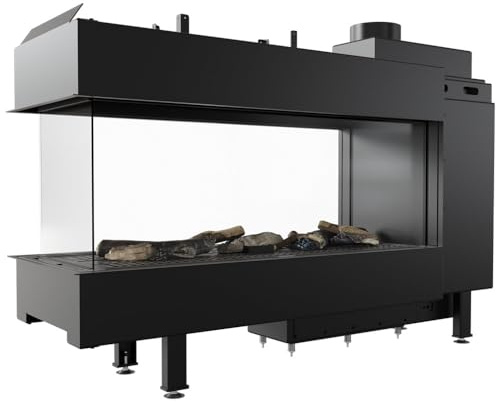 KRATKI Gaskamineinsatz Leo 8,2kW 3-seitig Ø100/150 EEK A schwarz Gasfeuer | Gasgerät mit schwarzer Front, raumluftunabhängig