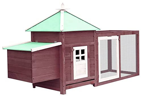 Iiaky Hühnerstall mit Legenest Mokka 190x72x102 cm Tanne Massivholz Freigehege FüR Kaninchen