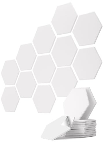 vilz Hexagon Akustikplatten selbstklebend 12 Stück aus recyceltem Filz - Hexagon Wandpaneele Schallisolierung Wand (25x21,5x0,9 cm)