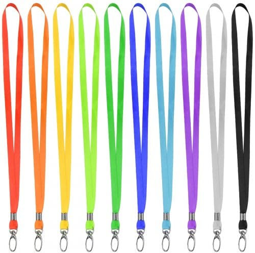 10 Pièces Coloré Strap Lanière, Sangles de Cou Lanières en Nylon, Tour de Cou Porte Badge, Cordon Badge Tour de Cou, pour Badges Carte D'Identité Clés