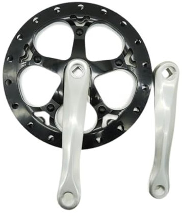 rockible Fahrrad-Kurbelarm-Set, hochfeste Aluminiumlegierung, Kurbelgarnitur, Schwarz Und Silber