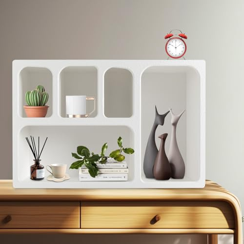 Sindipanda Étagère murale blanche à 5 compartiments en MDF - Décoration murale - Pour chambre à coucher, cuisine, bureau - 60 x 20 x 40 cm