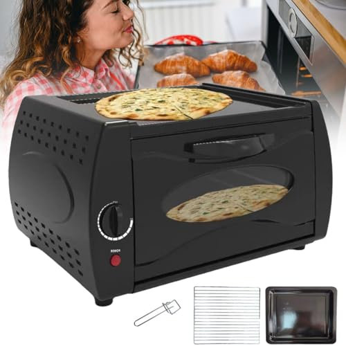 MZBDYYF Electric Mini Pizza Oven - 2100W With Temperature Control, 12L Capacity, Visual Glass, Hot Top Plate For Home Kitchen