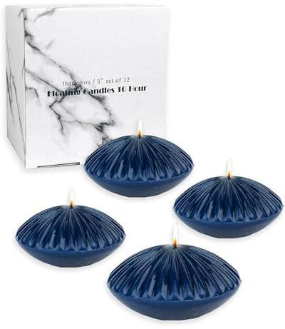 12 Pack Navy Floating Candles 3 Inch,Unscented Classic for Weddings,Parties,Special Occasions and Home Decorations,Set of 12