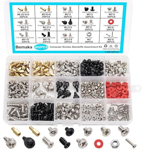 Taiss Kit de Classification de vis d'ordinateur 502PCS,vis de Support de Carte mère,vis de Ventilateur d'ordinateur,boîtier d'ordinateur,Disque Dur,Ordinateur Portable,Disque SSD,Disque Optique