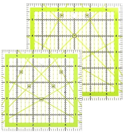 2 Pcs Square Quilting Rulers,4.5inch & 6 Inch Quilting Templates With Double Colored Grid Lines f,Sewing Ruler for Cutting Quilts Sewing Diy Crafts