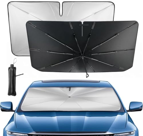 Parasol Parabrisas Delantero para Coche, Parasol Plegable Coche con Anti UV Rayos para la mayoría de los vehículos (131 x 70cm)