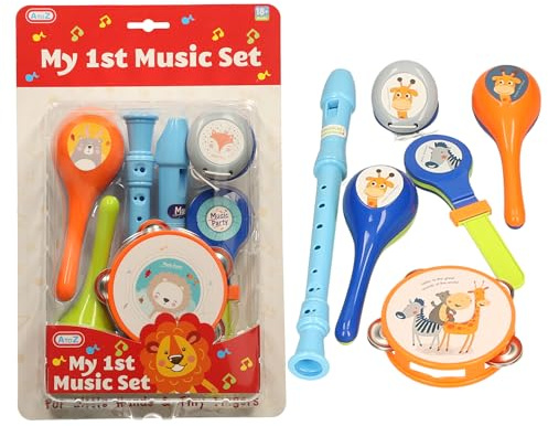 A to Z My 1st Music Set, Kids Musical Instruments Set with Recorder, Tambourine, Maracas, Animal Design, 18+ Months