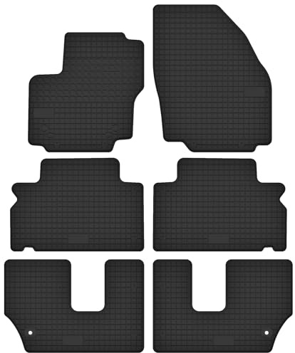 Gummimatten Gummi Fußmatten passend für Ford S-MAX I (7 sitzer) (2006-2015) - Passgenau Schwarz