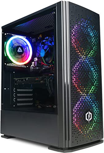 CyberPowerPC Wyvern Gaming PC - AMD Ryzen 5 5500, Nvidia RTX 5060 8GB, 16GB RAM, 1TB NVMe SSD, 650W 80+ PSU, Wi-Fi, Windows 11, Prism Panoramic RGB White