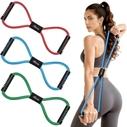 HPYGN Figure 8 Resistance Bands with Handles, Exercise Bands for Women Men, 8 Shaped Resistance Bands for Arm, Chest, Shoulder & Back Workout, Home Gym Equipment for Pilates, Yoga