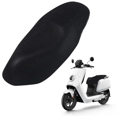 KEWUF Housse de Selle de Moto en Maille Double Couche, Coussin de Siège de Moto Respirant Universelle, Housse de Protection Solaire de Selle de Moto Ventilée et Antidérapante Noir L