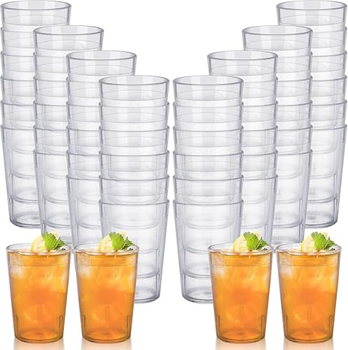 Lot de 48 Gobelets en Plastique Réutilisables – 220 ml / 8 oz – Gobelets Empilables Transparents Incassables – Verres à Eau pour Maison, Cuisine, Restaurant, Café – Passe au Lave-Vaisselle & Sans BPA