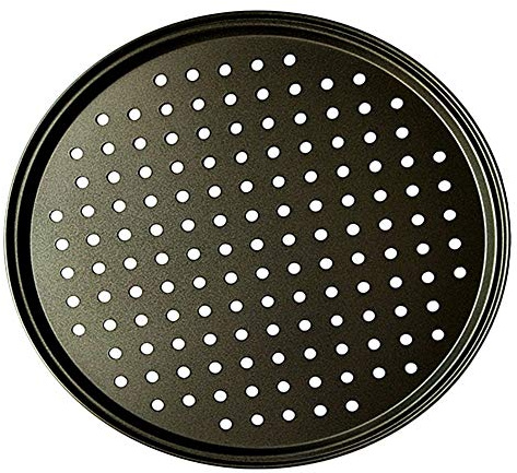 Ymnilian Pizza Tray, Pizza Trays for Oven Carbon Steel Non-stick Pizza Stones Pizza Baking Pan Pizza Pan Tray Mesh Tray Plate Dishes Bakeware Baking Tools(26cm)