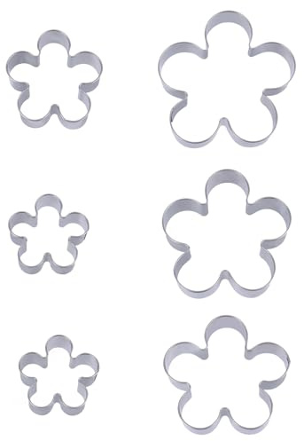 Juego de 6 Cortadores de Galletas Margaritas Acero Inoxidable con Forma Flor, Moldes para Hornear para Decorar Galletas Fondant y Pasteles (Estilo B)