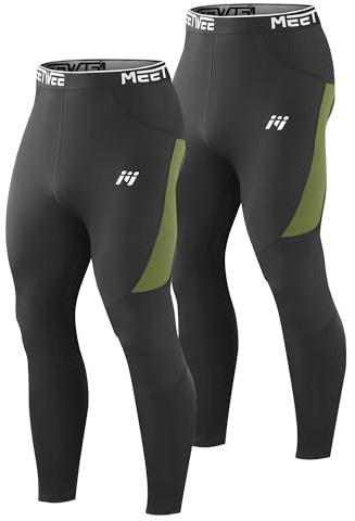 MEETWEE Pantalon Thermique Homme sous-vêtement Hiver Doublé Polaire Base Layer pour Ski et Randonnée