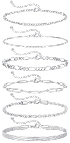 ZOERAY Bracelet Femme Argent Or Ensemble Réglable Bracelet Plaqué Or 18 Carats Multicouche Lot Bracelets Charm Empilable Bracelet Doré Chaine en Serpent Figaro Fantaisie Bijoux Cadeau pour Femme Fille