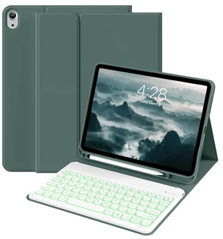 Funda con Teclado para iPad 2021 9.ª /2020 8.ª /2019 7.ª 10,2, Air 3/Pro 10,5 Pulgadas, Teclado Bluetooth inalámbrico magnético Desmontable, Funda Tipo Folio Delgada con Soporte para lápiz