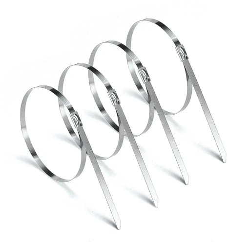 Fascette metalliche, Fascette metalliche autobloccanti in acciaio inossidabile Ca 304 da 4,6 mm, resistenti alle alte temperature, 100 pezzi