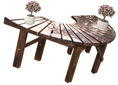 Genérico Banco De Árbol Envolvente, Asiento De Madera Curvado con Decoración Única For Patio,For Jardines, Piscinas Y Césped (Solo Incluye Bancos)