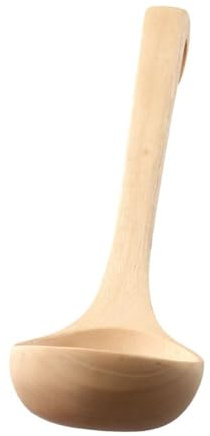 Soup Ladle, Cooking Kitchen Scoop Wooden Long Handle Soup Spoon with Hanging Hook, Wooden Rice Paddle Porridge Sauce Serving Spoon(Natural)